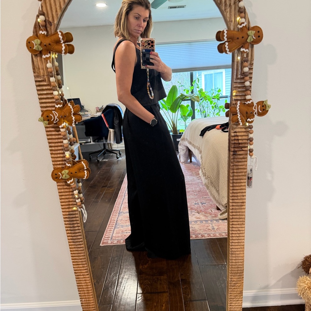 Viral black wide leg work pants